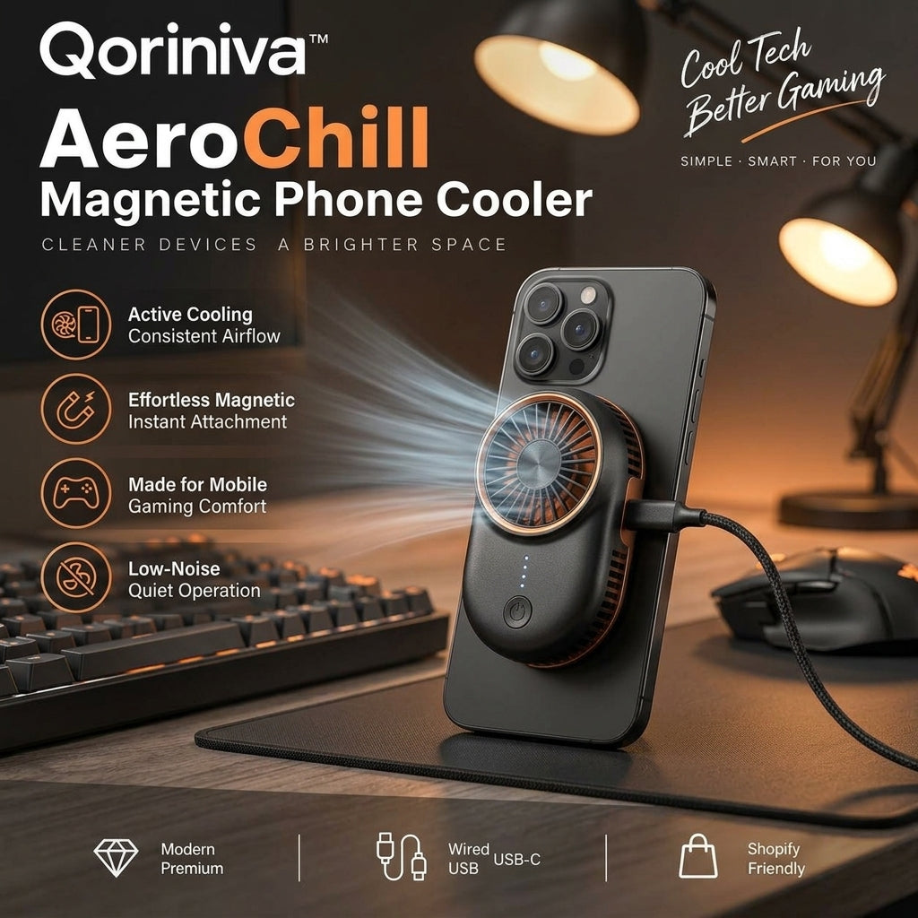 Qoriniva™ AeroChill Magnetic Phone Cooling Fan