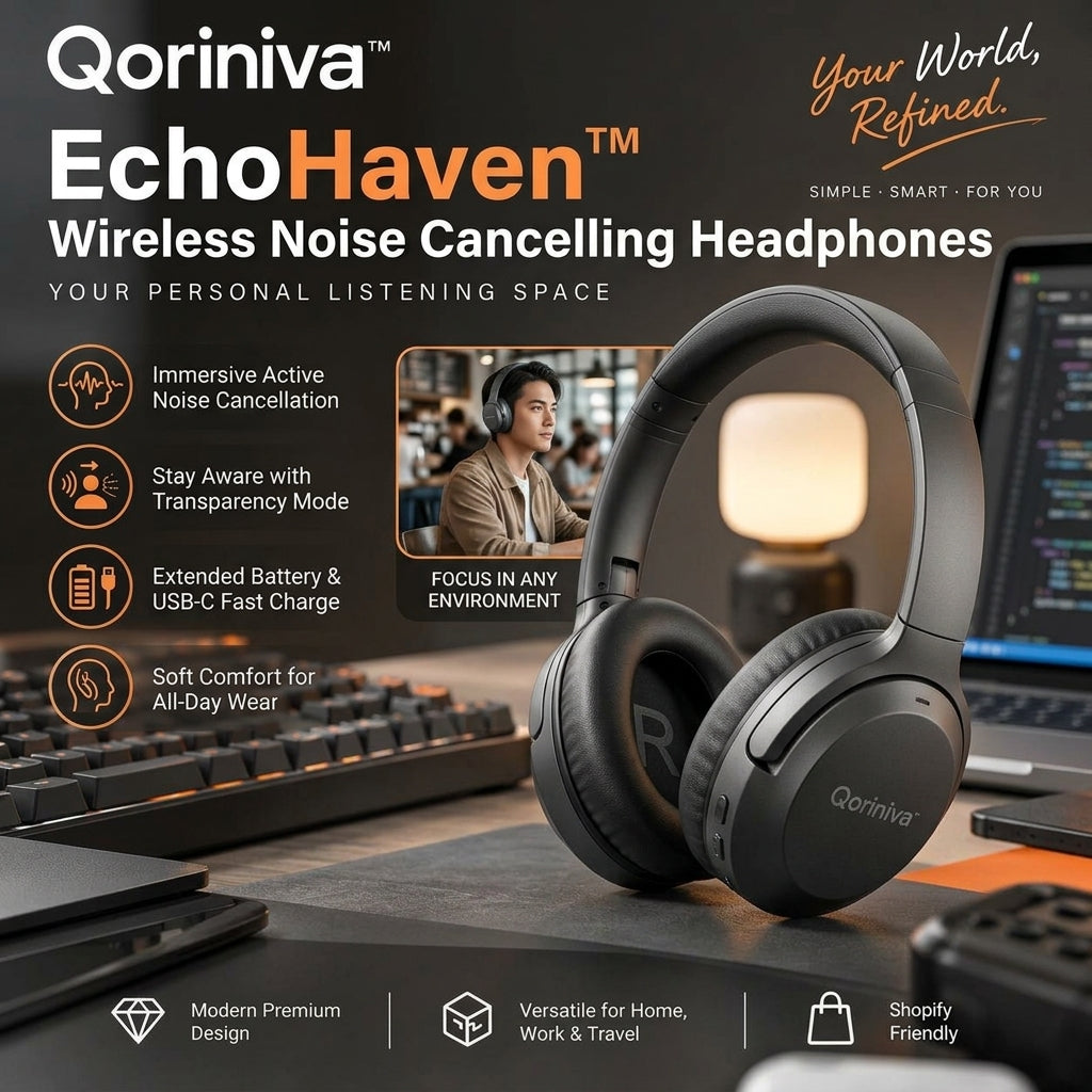 Qoriniva™ EchoHaven Wireless Noise Cancelling Headphones