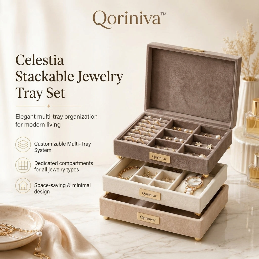 Qoriniva™ Celestia Stackable Jewelry Tray Set