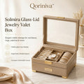 Qoriniva™ Solmira Glass-Lid Jewelry Valet Box